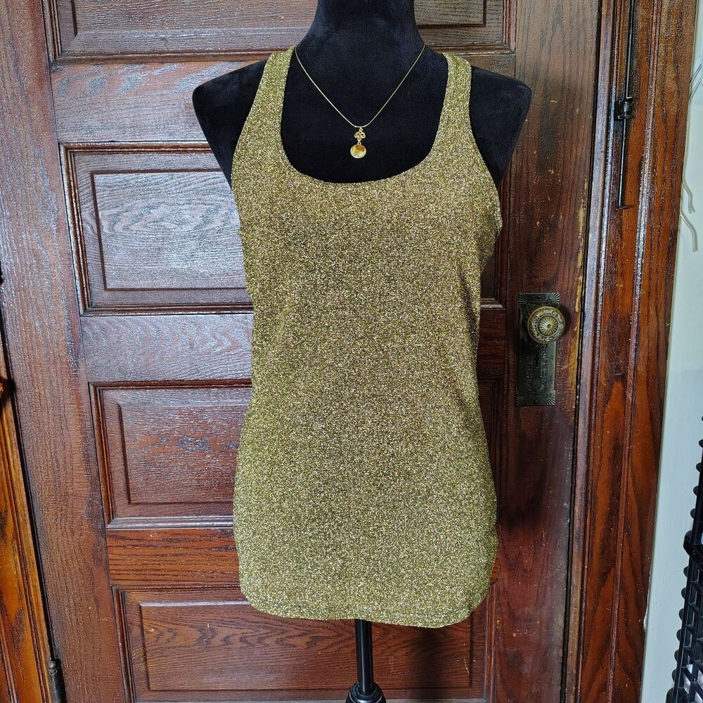 Gold Gamour Y2K Razorback Tank Top Club Wear Wmns Sz M/T711